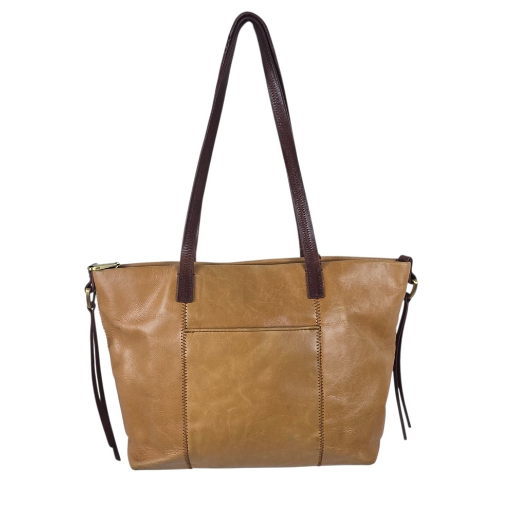 HOBO Cecily Caramel Brown Leather Tote Satchel Shoulder Bag‎ Double Handles READ